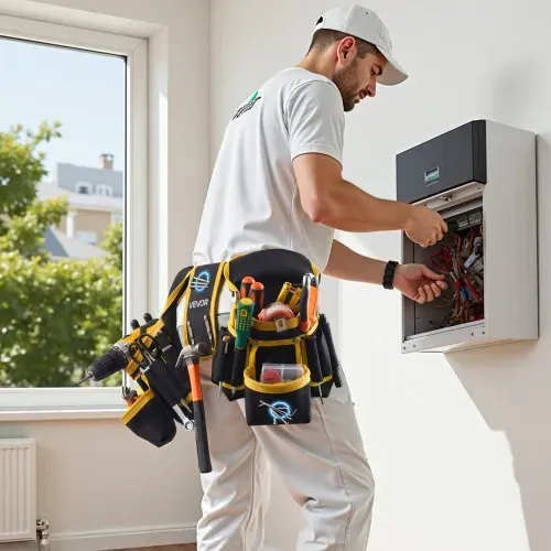 VEVOR Werkzeuggürtel, magnetischer Handwerkergürtel mit 28 Taschen, Werkzeuggürteltasche, Werkzeughalter für Elektriker, Schreiner & Bauarbeiter, Schürzenorganizer, verstellbar von 787-1219 mm – Bild 7