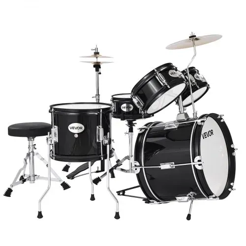 VEVOR Schlagzeug Set, 5-teilig, inkl. 35,6 cm Basstrommel, 20,3 cm Snare, 15,2 cm & 20,3 cm Tomtoms, 25,4 cm Standtom, 25,4 cm Crash-Becken & 20,3 cm-Hi-Hat, für Kinder von 6–13 Jahren (schwarz) – Bild 9