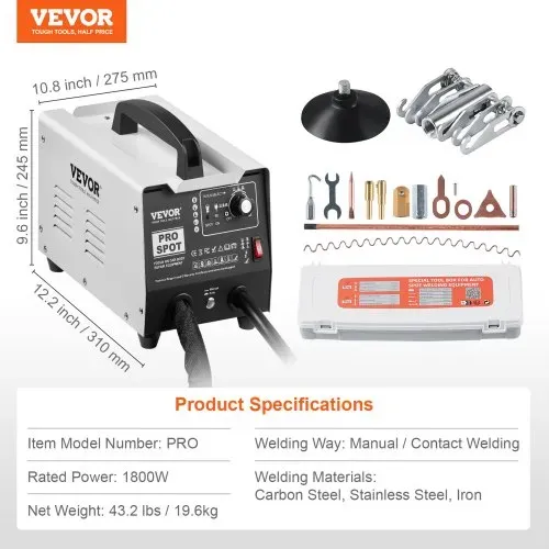 VEVOR Ausbeulspotter, 1,8 kW Punktschweißgerät, Dent Puller mit automatischem/manuellem Schweißen & 7 vielseitigen Modi, Autokarosserie-Punktschweißgerät, für die Dellenreparatur von Autos & LKWs – Bild 6
