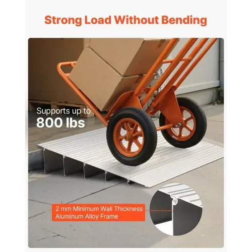 VEVOR Türschwellenrampe, 677x865x138 mm, Rollstuhlrampe aus Aluminiumlegierung mit einer Tragkraft von 360 kg, Bordsteinrampen für Heimtreppen für Rollstühle Roller Gehhilfen Fahrräder Dreiräder – Bild 2