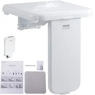 VEVOR Klappbarer Duschsitz aus ABS, 40 x 42 cm ausgeklappt, wandmontierte, hochklappbare Duschbank mit 200 kg Tragkraft, platzsparender zusammenklappbarer Duschstuhl für Senioren, Schwangere, Kinder u VEVOR Klappbarer Duschsitz aus ABS, 40 x 42 cm ausgeklappt, wandmontierte, hochklappbare Duschbank mit 200 kg Tragkraft, platzsparender zusammenklappbarer Duschstuhl für Senioren, Schwangere, Kinder u