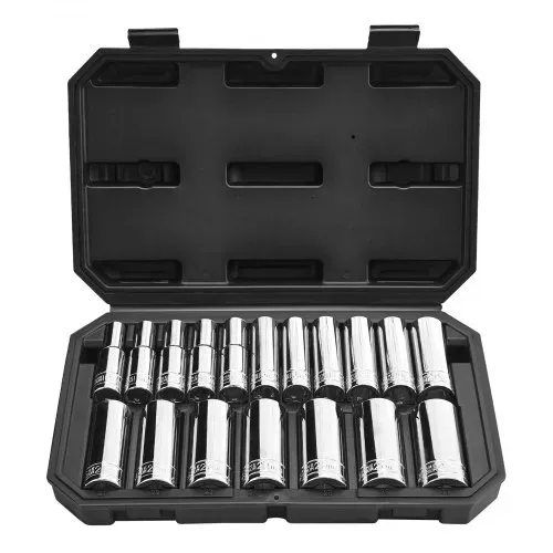 VEVOR Steckschlüsselsatz 18-tlg. 12,7 mm Antrieb, Steckschlüssel-Werkzeugsatz, metrische Größe von 10 bis 27 mm, mit Aufbewahrungskoffer, klare Markierungen, verchromter CR-V-Legierungsstahl – Bild 10