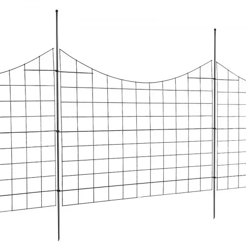VEVOR 5er-Set Dekorativer Gartenzaun 75x93cm Metallzaun aus Kohlenstoffstahl Steckzaun 6,38cm Spike-Abstand Hundezaun Gitterzaun Beetzaun Zaun Metall Zaunelementen inkl. Befestigungsmaterial – Bild 8