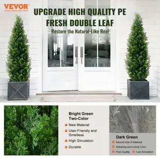 VEVOR Künstlicher Formschnittbaum aus Zeder, 152,4 cm hoch (2 Stück), mit zusätzlichen Blättern und Topf, künstliche immergrüne Kiefern-Zypressenpflanze, UV-geschütztes künstliches Grünset VEVOR Künstlicher Formschnittbaum aus Zeder, 152,4 cm hoch (2 Stück), mit zusätzlichen Blättern und Topf, künstliche immergrüne Kiefern-Zypressenpflanze, UV-geschütztes künstliches Grünset