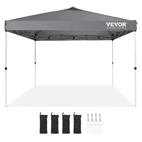 VEVOR Pavillon 304,8x304,8x320cm Gartenzelt 250D PU Silber beschichtetes Gewebe Faltpavillon inkl. Aufbewahrungstasche Partyzelt 6-8 Personen Pop up Zelt Faltzelt Gartenpavillon für Campingausflug – Bild 8