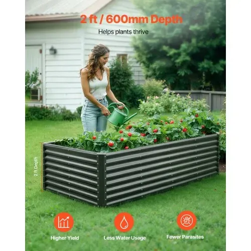 VEVOR Hochbeet Metall 2400x1200x600 mm, Pflanzbeet, Gemüsebeet, Pflanzkasten mit offenem Boden & abgerundeten Kanten, großes Blumenbeet, Kräuterbeet, ideal für Gemüse, Blumen, Kräuter & Sukkulenten VEVOR Hochbeet Metall 2400x1200x600 mm, Pflanzbeet, Gemüsebeet, Pflanzkasten mit offenem Boden & abgerundeten Kanten, großes Blumenbeet, Kräuterbeet, ideal für Gemüse, Blumen, Kräuter & Sukkulenten