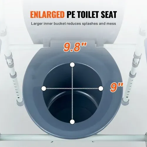 VEVOR Toilettenstuhl, Nachtkommode mit Breiterem Toilettensitz, 7-stufig Höhenverstellbar 44-59 cm, Abnehmbarer 5,8-Liter-Eimer, Einfach zu Montieren, 158,8 kg Kapazität, Erhöhter Toilettensitz – Bild 4