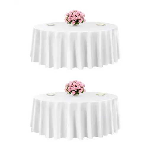 VEVOR 2 Stk. runde Tischdecken Tischwäsche 3048 mm, knitterfreier Tischdeckenschutz, maschinenwaschbares Tischtuch aus Polyestergewebe für Partys Hochzeiten Bankette formelle Veranstaltungen, Weiß VEVOR 2 Stk. runde Tischdecken Tischwäsche 3048 mm, knitterfreier Tischdeckenschutz, maschinenwaschbares Tischtuch aus Polyestergewebe für Partys Hochzeiten Bankette formelle Veranstaltungen, Weiß