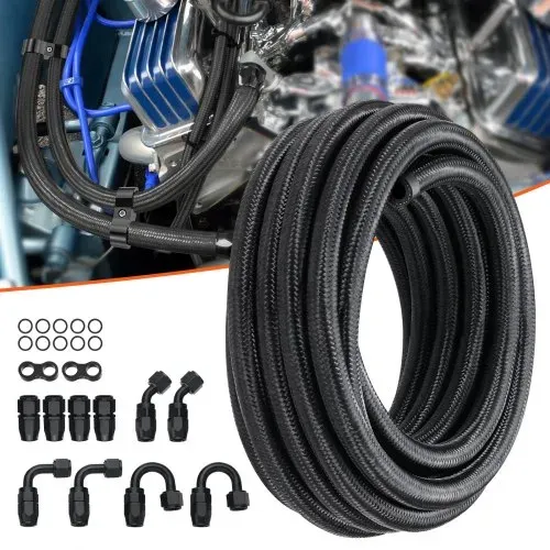 VEVOR 6-AN-Kraftstoffleitungssatz, 609,6 cm Kraftstoffschlauchsatz, 0,34"-Nylon-Edelstahl-Geflecht-Kraftstoffleitungs-Öl-/Gas-/Diesel-Schlauchendstück-Anschlusssatz 12-teiliger Drehgelenk-Adaptersatz – Bild 7