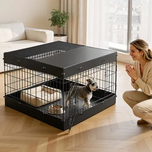 VEVOR Welpenauslauf Welpenlaufstall Metall 61cm 4-tlg. Deckel & Bodenmatte, Spielplatz für Kleine Hunde Katzen & Andere Kleintiere Faltbar Durch die Verschiedenen Formen Vielfältig Einsetzbar – Bild 7