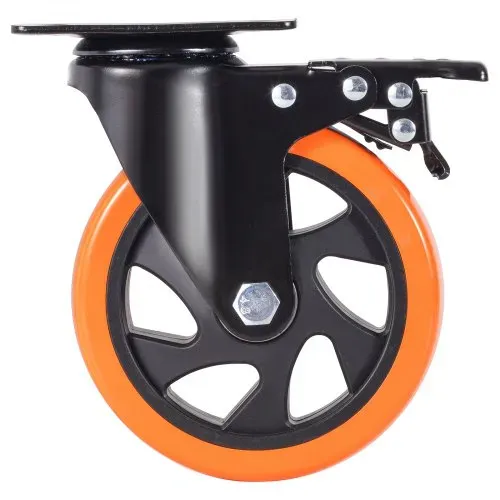 VEVOR Möbelrollen 4er-Set Lenkrollen PVC φ127mm Laufrollen 816kg Tragfähigkeit Transportrollen mit A/B-Bremsen Kastenrollen 360° Drehbar Schwerlastrollen für Häusern Büros Studios Fabriken – Bild 8