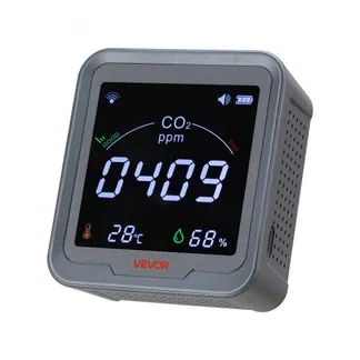 VEVOR WLAN-CO2-Detektor, CO2-Monitor mit Temperatur- & Feuchtigkeitsanzeige, NDIR-Sensor, Kohlendioxid-Messgerät, CO2-Melder für den Außenbereich, Zuhause, Büro, Auto, Wandmontage VEVOR WLAN-CO2-Detektor, CO2-Monitor mit Temperatur- & Feuchtigkeitsanzeige, NDIR-Sensor, Kohlendioxid-Messgerät, CO2-Melder für den Außenbereich, Zuhause, Büro, Auto, Wandmontage