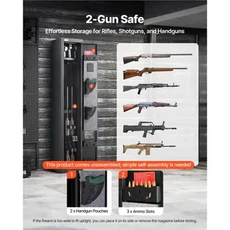 VEVOR Waffenschrank für 4 Langwaffen, Gewehrtresor mit 3 Magazin 2 verstellbaren Halterungen LED-Beleuchtung, Gewehrschrank mit Digitalem Tastenfeld Notfallschlüssel, Waffentresor für Pistolen Gewehre VEVOR Waffenschrank für 4 Langwaffen, Gewehrtresor mit 3 Magazin 2 verstellbaren Halterungen LED-Beleuchtung, Gewehrschrank mit Digitalem Tastenfeld Notfallschlüssel, Waffentresor für Pistolen Gewehre