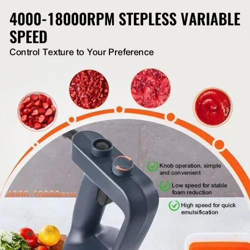 VEVOR Kommerzieller Stabmixer, 500 W Hochleistungs-Handmixer, 16 Zoll stufenloser Mixer mit variabler Geschwindigkeit und Edelstahlklinge, tragbarer Mehrzweckmixer für Suppen, Saucen, Kartoffelpüree, Sahne – Bild 2