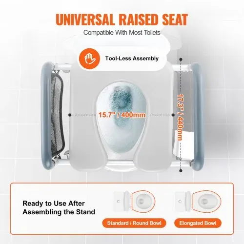 VEVOR Toilettensitzerhöhung 49-64 cm 158,76kg Universal-Toilettenerhöhung für Senioren – Bild 3