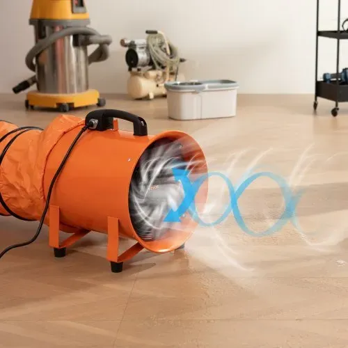 VEVOR Bauventilator 367-W-AC-Motor Baugebläse 2800 U/min Baulüfter Gebläse 2574 CFM (4373 m3/h) Axiallüfter mit 10 m Schlauch Axialgebläse 79 dB Geräuschpegel Industrielüfter – Bild 7