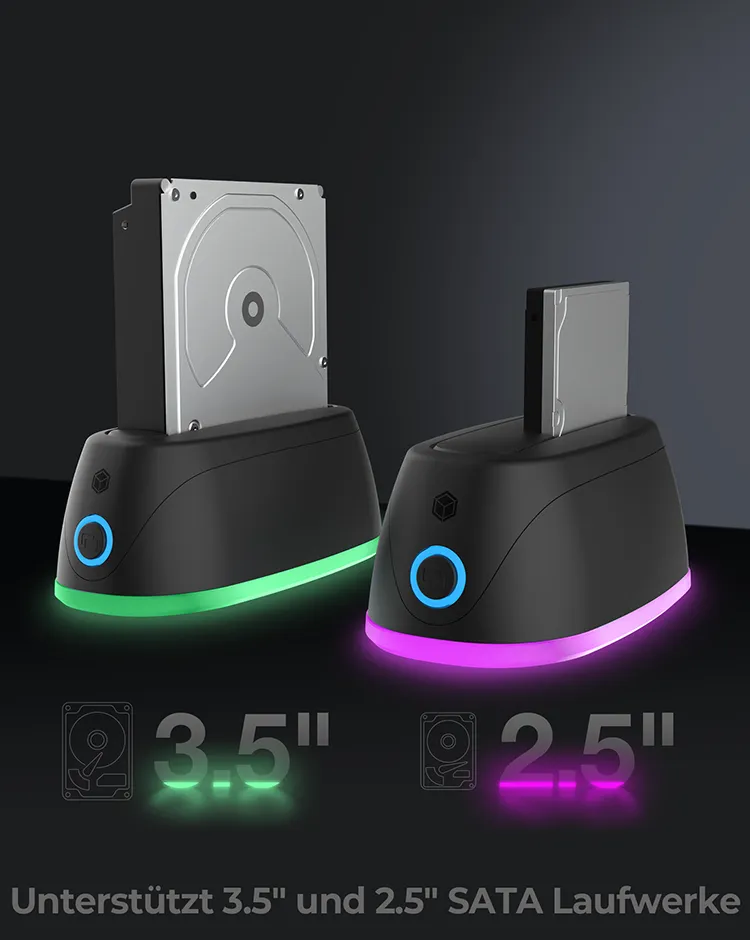 ICY BOX IB-1124L-C3, 1 bay SATA III SSD/HDD DockingStation, USB 3.2 Gen 1 Type-C®/Type-A, black – Bild 4