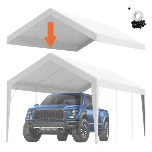 VEVOR Carport-Garagenzelt, 3 x 6 m, Garagendachzelt, wasserdicht und UV-geschützt, einfache Installation mit Spanngurten, weiß (nur Dachabdeckung, Rahmen nicht im Lieferumfang enthalten) VEVOR Carport-Garagenzelt, 3 x 6 m, Garagendachzelt, wasserdicht und UV-geschützt, einfache Installation mit Spanngurten, weiß (nur Dachabdeckung, Rahmen nicht im Lieferumfang enthalten)