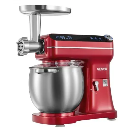 VEVOR Multifunktionale Küchenmaschine mit Kippkopf 7 L 2 in 1 1000 W Rot, Rührmaschine für Teig Sahne Rührteig und Fleisch, Knetmaschine mit Rührschüssel Knethaken Rührbesen und Schneebesen – Bild 10