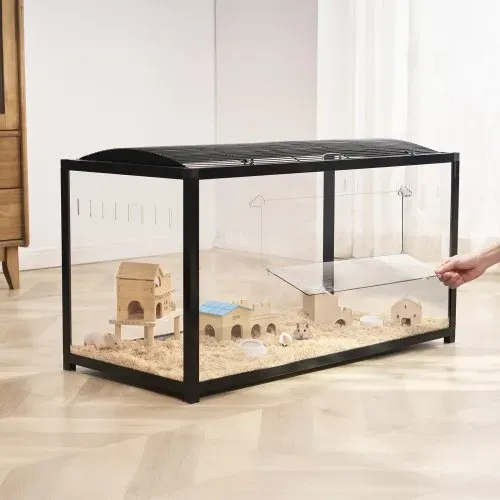 VEVOR Hamsterkäfig, 360°-Sicht, transparenter Hamsterlebensraum, Kleintierkäfig, 96x47x55 cm, belüfteter Mäusekäfig mit Vordertür, Rattenkäfig, tragbares Hamsterhaus für Ratten, Meerschweinchen – Bild 7
