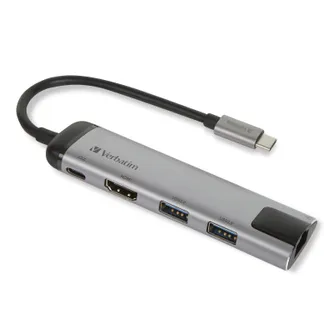 Verbatim 49141 laptop-dockingstation & portreplikator USB 3.2 Gen 1 (3.1 Gen 1) Type-C Schwarz, Silber Verbatim 49141 laptop-dockingstation & portreplikator USB 3.2 Gen 1 (3.1 Gen 1) Type-C Schwarz, Silber