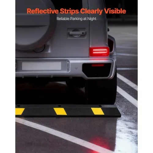 VEVOR Parkstopper Radstopper 2 Stk. 184 x 16 x 11 cm Einparkhilfe Parkbegrenzung mit Reflektorstreifen, Parkplatzsperre aus Gummi für Autos Lieferwagen Lkw, Radführungsblock, Parkplatzbegrenzung – Bild 3