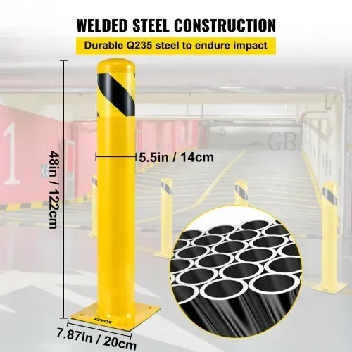 VEVOR Zwei 122 cm Parkplatz-Sicherheitspoller Parkschrankenpfosten, 20 x 20 cm Parkbarriere Parkpfosten, Parkpfosten Verkehrsstraßenröhre Stange, Geeignet für Innen- und Außenbereiche, Parkplätze – Bild 2