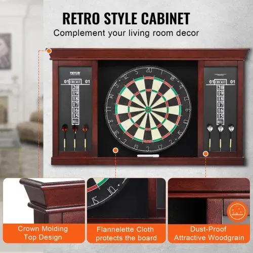 VEVOR Dartboard spielbereites Paket, Dartboard-Schrankset in offizieller Größe, Dartscheibe 45 x 3,8 cm, Dartschrank mit Stahlspitze, komplett mit sämtlichem Zubehör, für Cricket-Spiele – Bild 4