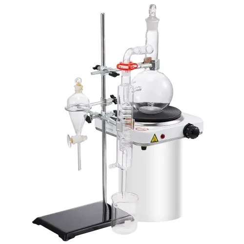 VEVOR Destillationsset für Ätherische Öle, 500 ml Destillationsapparat, 3,3 Boro-Laborglas-Destillationsset mit 1000 W Heizplatte und 24, 40 Gelenken, 33-teiliges Set – Bild 9