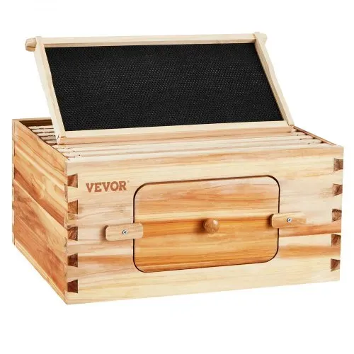 VEVOR Bienenstock-Starterset mit tiefer Box, 100 % mit Bienenwachs beschichtetes natürliches Tannenholz, Zander Beute mit 10 Rahmen und Fundamenten, transparente Bienenfenster aus Acryl – Bild 10