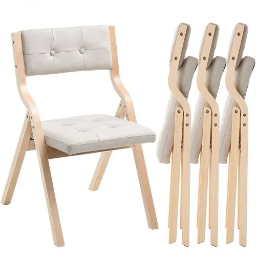 VEVOR Klappstuhl Gartenstuhl mit gepolstertem Kissen & Holzrahmen 4 Stk. moderner Esszimmerstuhl für Küche Büro Party, Küchenstuhl bis 180 kg belastbar (pro) faltbar Beige + weiß platzsparend VEVOR Klappstuhl Gartenstuhl mit gepolstertem Kissen & Holzrahmen 4 Stk. moderner Esszimmerstuhl für Küche Büro Party, Küchenstuhl bis 180 kg belastbar (pro) faltbar Beige + weiß platzsparend
