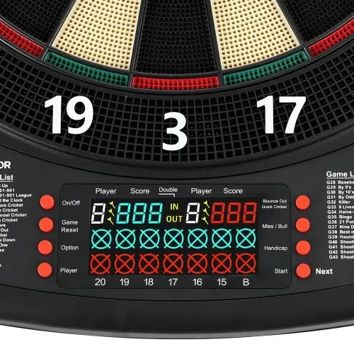 VEVOR Elektronische Dartscheibe, 342,9 mm E-Dartboard mit 43 Spielen & über 200 Variationen für bis zu 8 Spieler, 6 Dartschäfte mit Flights & 50 Ersatz-Pfeilspitzen, Farb-LCD-Punkteanzeige – Bild 10