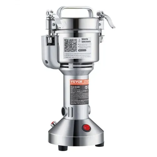 VEVOR elektrische Getreidemühle, Hochgeschwindigkeits-Gewürzmühle mit 850 W, Pulverisiermaschine aus Edelstahl, für trockene Körner Gewürze Müsli Kaffee Mais Pfeffer 163 x 135 x 345 mm – Bild 10