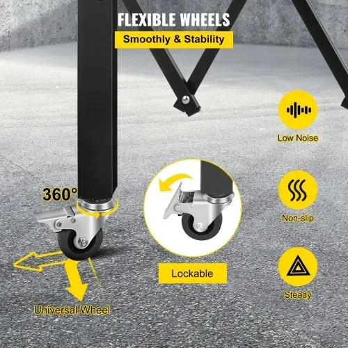 VEVOR Einzel Sicherheitstor 108 × 131 cm(W × H) Falttürtor aus Kanalstahl, flexibel erweiterbares einziehbare Verkehrssperre, 360°-Roll-Barrikadentor Schwarz Straßengaragenbau Einfahrtszaun – Bild 4