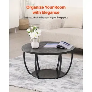 VEVOR Couchtisch Beistelltisch, zweistufiger runder Beistelltisch Sofatisch mit robustem Metallgestell & offenem Stauraum & 34,9 kg Tragkraft, minimalistischer Wohnzimmertisch Kaffeetisch Grau VEVOR Couchtisch Beistelltisch, zweistufiger runder Beistelltisch Sofatisch mit robustem Metallgestell & offenem Stauraum & 34,9 kg Tragkraft, minimalistischer Wohnzimmertisch Kaffeetisch Grau