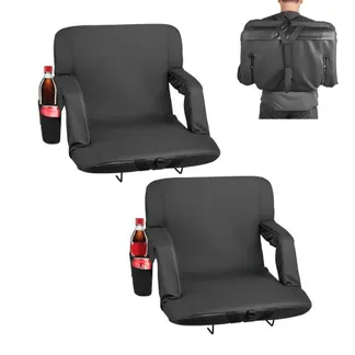 VEVOR 2 x Stadionsitz Sitzkissen mit 6 einstellbaren Winkeln, gepolsterter Stadionstuhl mit Armlehne & Rückenlehne & Getränkehalter, Tribünensitz für Picknicks Strandsport Gaming klappbar Schwarz VEVOR 2 x Stadionsitz Sitzkissen mit 6 einstellbaren Winkeln, gepolsterter Stadionstuhl mit Armlehne & Rückenlehne & Getränkehalter, Tribünensitz für Picknicks Strandsport Gaming klappbar Schwarz