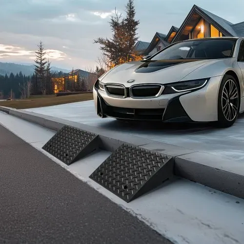 VEVOR Bordsteinrampe für Einfahrten, Schwellenrampe 3175 kg Tragkraft, 18 cm Höhe, Übergangsrampe mit Ablauftank für Rollstühle, Kinderwagen, Motorräder, Autos, Rasenmäher & Anhänger, 2er-Pack – Bild 7