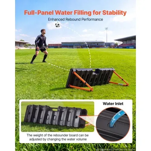 VEVOR Fußball Rebound Board 95 x 25 x 46 cm Doppelseitiges Prellwand Brett für Parks Gärten und Heimtraining, 4 Verstellbare Winkel, Tragbarer Wasserbefüllbarer PE-Rückstoßtrainer, 4,2 kg Leergewicht VEVOR Fußball Rebound Board 95 x 25 x 46 cm Doppelseitiges Prellwand Brett für Parks Gärten und Heimtraining, 4 Verstellbare Winkel, Tragbarer Wasserbefüllbarer PE-Rückstoßtrainer, 4,2 kg Leergewicht