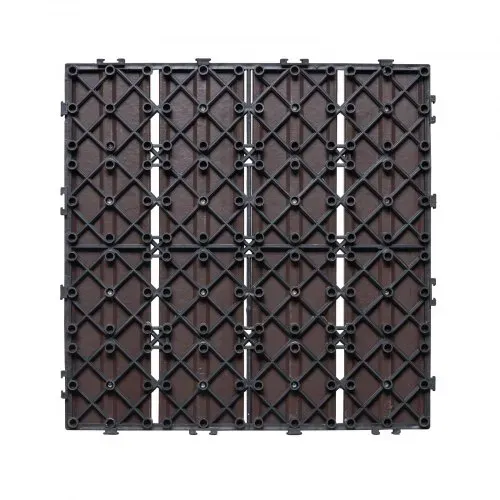 VEVOR Terrassenfliesen, 27er-Set, Balkonfliesen 295 x 295 mm, Klickfliesen, wasserdichter Kunststoff-Bodenbelag für den Außenbereich, Terrassenbodenbelag für Veranda, Pool, Balkon, Dunkelbraun – Bild 8