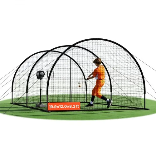 VEVOR Baseball Schlagkäfig (Halbkreisförmig) Netz 606x366x250 cm, Trainingsnetz mit 30-lagigem & Geknotetem HDPE-Gewebe & Öffnung für Wurfmaschinen, inkl. Softball Trainingskäfignetz VEVOR Baseball Schlagkäfig (Halbkreisförmig) Netz 606x366x250 cm, Trainingsnetz mit 30-lagigem & Geknotetem HDPE-Gewebe & Öffnung für Wurfmaschinen, inkl. Softball Trainingskäfignetz