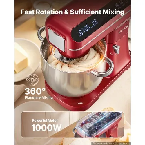 VEVOR Multifunktionale Küchenmaschine mit Kippkopf 7 L 2 in 1 1000 W Rot, Rührmaschine für Teig Sahne Rührteig und Fleisch, Knetmaschine mit Rührschüssel Knethaken Rührbesen und Schneebesen VEVOR Multifunktionale Küchenmaschine mit Kippkopf 7 L 2 in 1 1000 W Rot, Rührmaschine für Teig Sahne Rührteig und Fleisch, Knetmaschine mit Rührschüssel Knethaken Rührbesen und Schneebesen