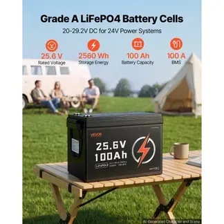 VEVOR LiFePO4 Batterie 24 V 100 Ah 100 A Lithiumbatterie für Elektromotoren Wohnmobile Campingwagen Solaranlagen und Elektromotoren, mit Niedertemperaturschutz Tragbarem Design und Leichtbauweise VEVOR LiFePO4 Batterie 24 V 100 Ah 100 A Lithiumbatterie für Elektromotoren Wohnmobile Campingwagen Solaranlagen und Elektromotoren, mit Niedertemperaturschutz Tragbarem Design und Leichtbauweise
