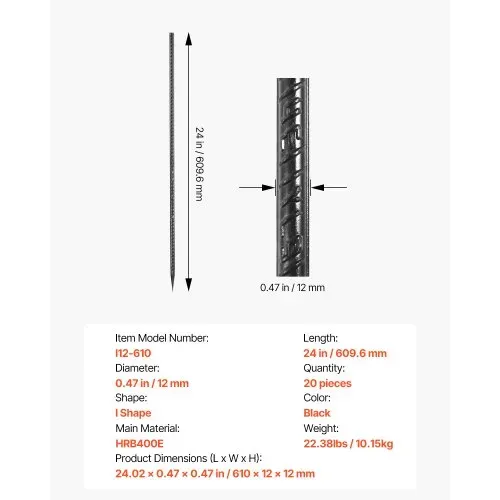 VEVOR 20er Pack I-Typ Bodenanker Erdanker Erdnägel Heringe Zeltheringe 609,6mm – Bild 6