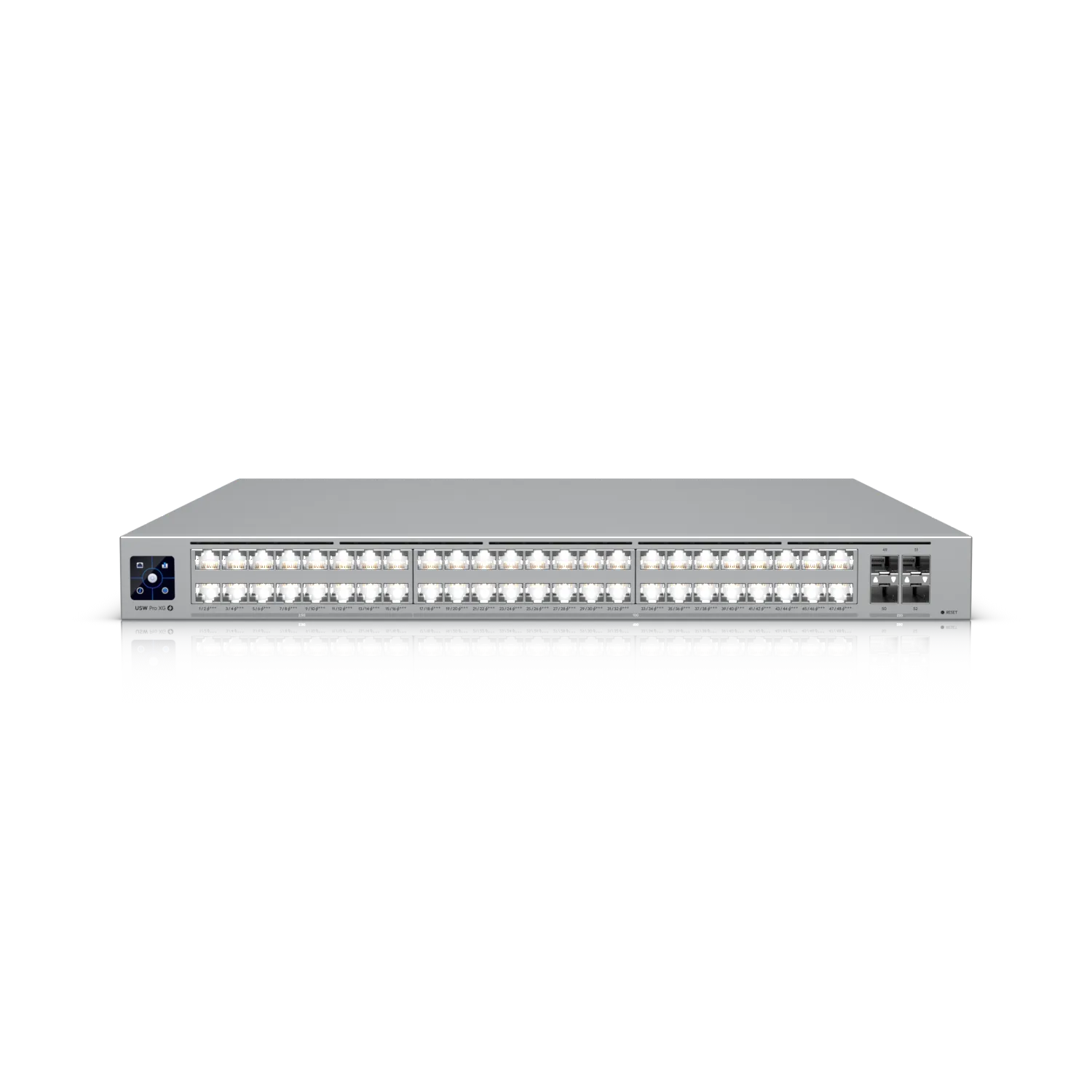 Ubiquiti Switch full managed Layer3 52 Port • 16x 2,5 GbE • 32x 10 GbE • PoE Budget 1080W • 48x PoE+++ • 4x SFP28 • 19″ • UniFi • USW-Pro-XG-48-PoE Ubiquiti Switch full managed Layer3 52 Port • 16x 2,5 GbE • 32x 10 GbE • PoE Budget 1080W • 48x PoE+++ • 4x SFP28 • 19″ • UniFi • USW-Pro-XG-48-PoE