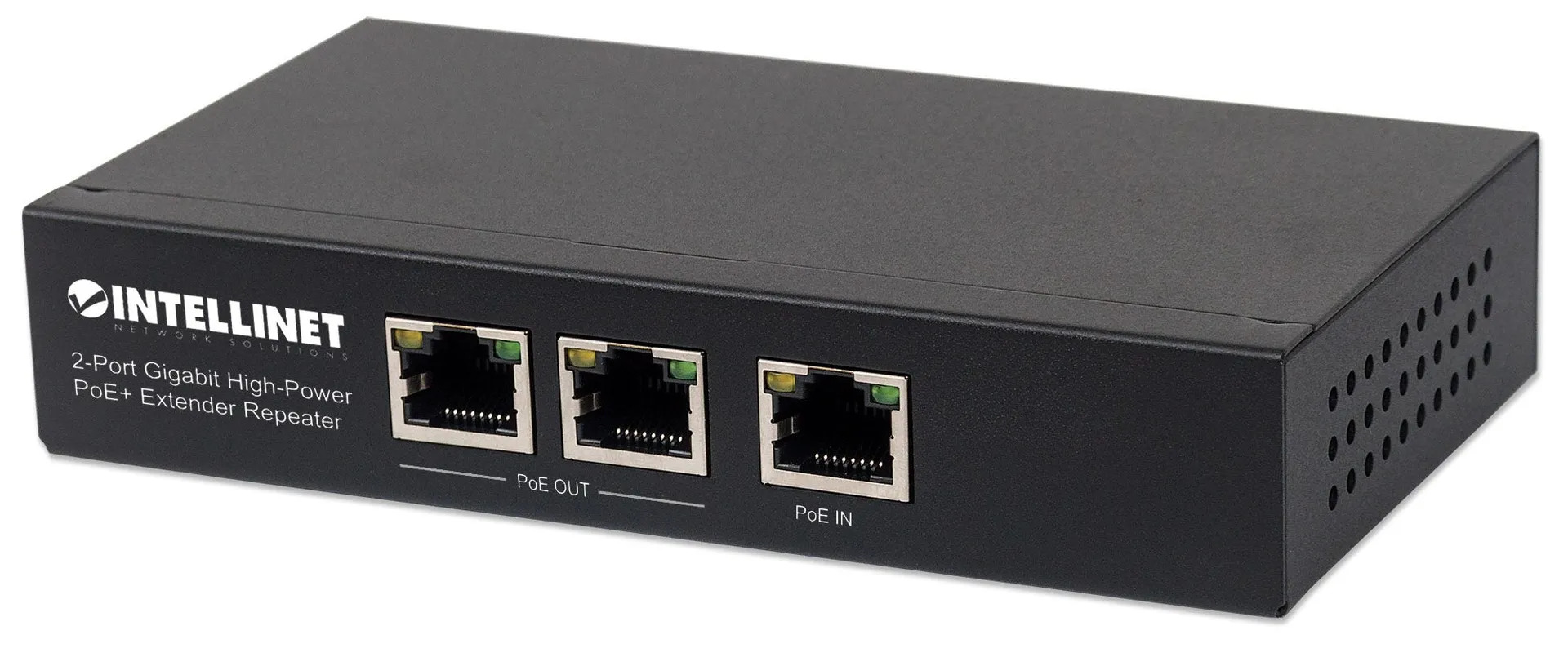 Intellinet 2-Port Gigabit High-Power PoE+ Extender, IEEE 802.3at/af PoE+/PoE, verlängert die Reichweite einer PoE-Verbindung um zusätzliche 100 Meter, 2 PSE-Ports, Metall Intellinet 2-Port Gigabit High-Power PoE+ Extender, IEEE 802.3at/af PoE+/PoE, verlängert die Reichweite einer PoE-Verbindung um zusätzliche 100 Meter, 2 PSE-Ports, Metall