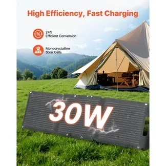 VEVOR Faltbares Solarpanel 30 W, 16BB N-Typ Monokristallines Solarmodul, Tragbares Solarladegerät mit USB-A-, USB-A (QC3.0)- & Typ-C-Anschlüssen für Camping, Rucksackreisen, Handys & Tablets VEVOR Faltbares Solarpanel 30 W, 16BB N-Typ Monokristallines Solarmodul, Tragbares Solarladegerät mit USB-A-, USB-A (QC3.0)- & Typ-C-Anschlüssen für Camping, Rucksackreisen, Handys & Tablets