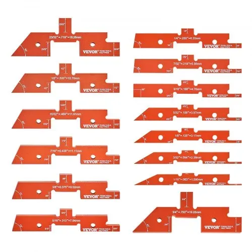 VEVOR Oberfräsen-Tisch-Einrichtungsstangen, 14 Stück, Präzisions-Aluminium-Einrichtungsblöcke, Höhenmessgeräte-Set, mit Aufbewahrungskoffer für lasergravierte Größenmarkierungen, Messtiefe und Höhenwi – Bild 8