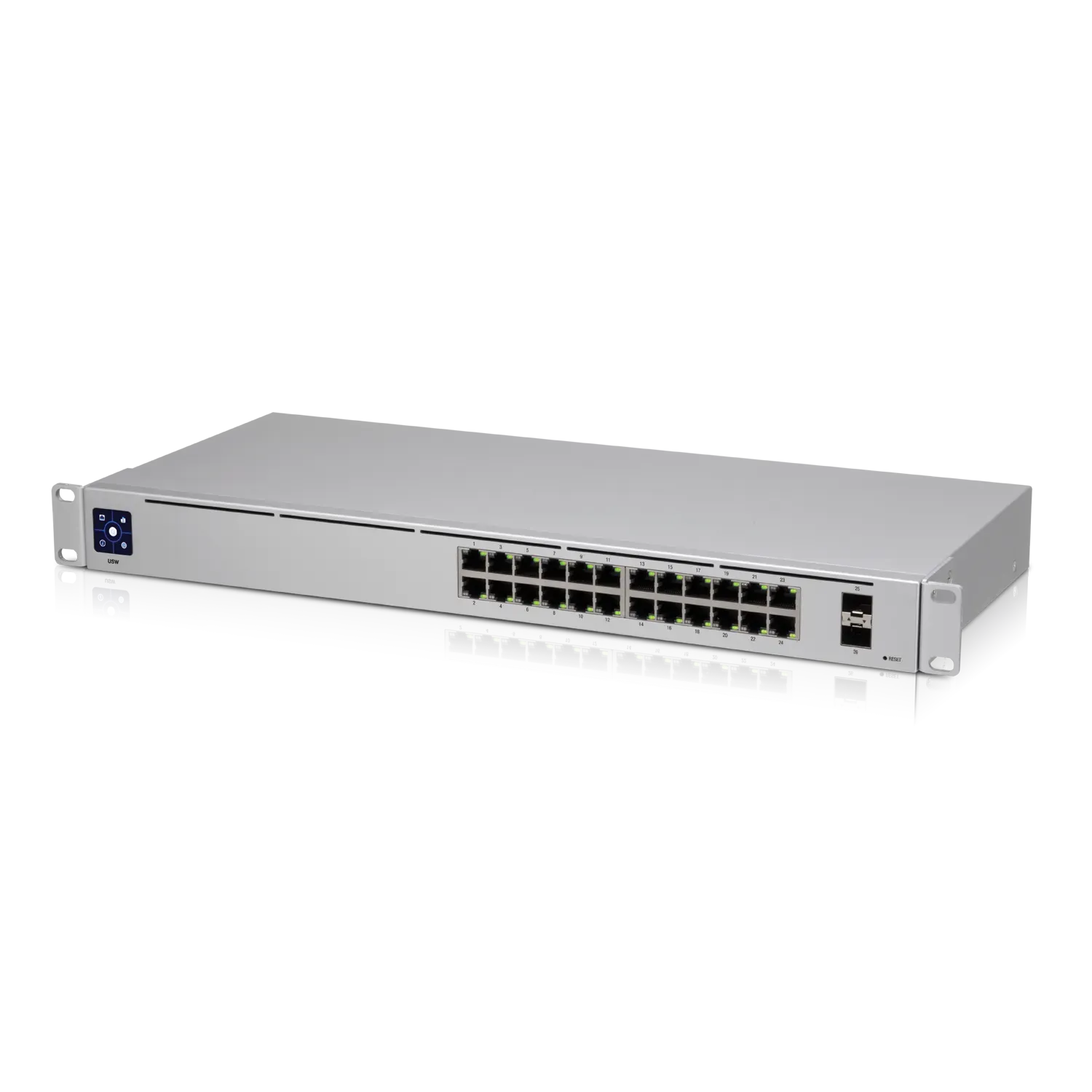 Ubiquiti Switch smart managed Layer2 26 Port • 24x GbE • 2x SFP • 19″ • Lüfterlos • UniFi • USW-24 Ubiquiti Switch smart managed Layer2 26 Port • 24x GbE • 2x SFP • 19″ • Lüfterlos • UniFi • USW-24