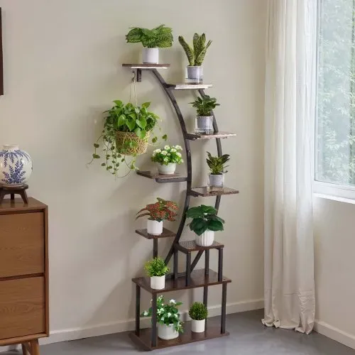 VEVOR Pflanzenständer mit Wachstumslicht, Blumentreppe mit 9 Ebenen, Blumenständer aus Metall, 3 Timer- & 10 Helligkeitsstufen, Blumenregal für die Dekoration von Wohnzimmer & Balkon, 62x28x160 cm – Bild 7