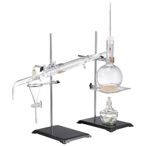 VEVOR Destillationsset für ätherische Öle, 500-ml-Destillationsgerät, 3,3-Boro-Laborglas-Destillationsset mit Alkohollampe, Keramiknetz und 24-, 40-Verbindung, 28-teiliges Set – Bild 9